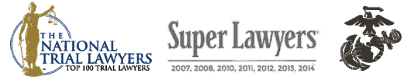 super lawyer Estate Attorney excellence bages: Logos for nation trial lawyers, super lawyers, and united state marine corps